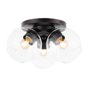 Iris-3-Light-Farmhouse-Rustic-Iron/Glass-LED-Semi-Flush-Mount-Flush-Mounts
