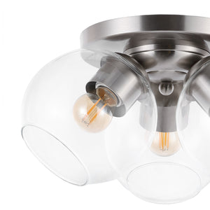 Iris 3-Light Farmhouse Rustic Iron/Glass LED Semi Flush Mount