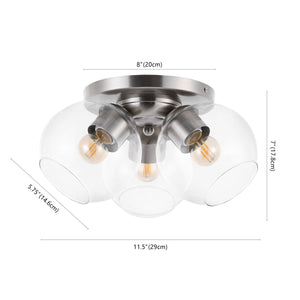 Iris 3-Light Farmhouse Rustic Iron/Glass LED Semi Flush Mount