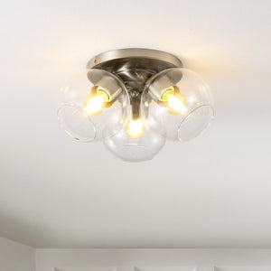 Iris 3-Light Farmhouse Rustic Iron/Glass LED Semi Flush Mount