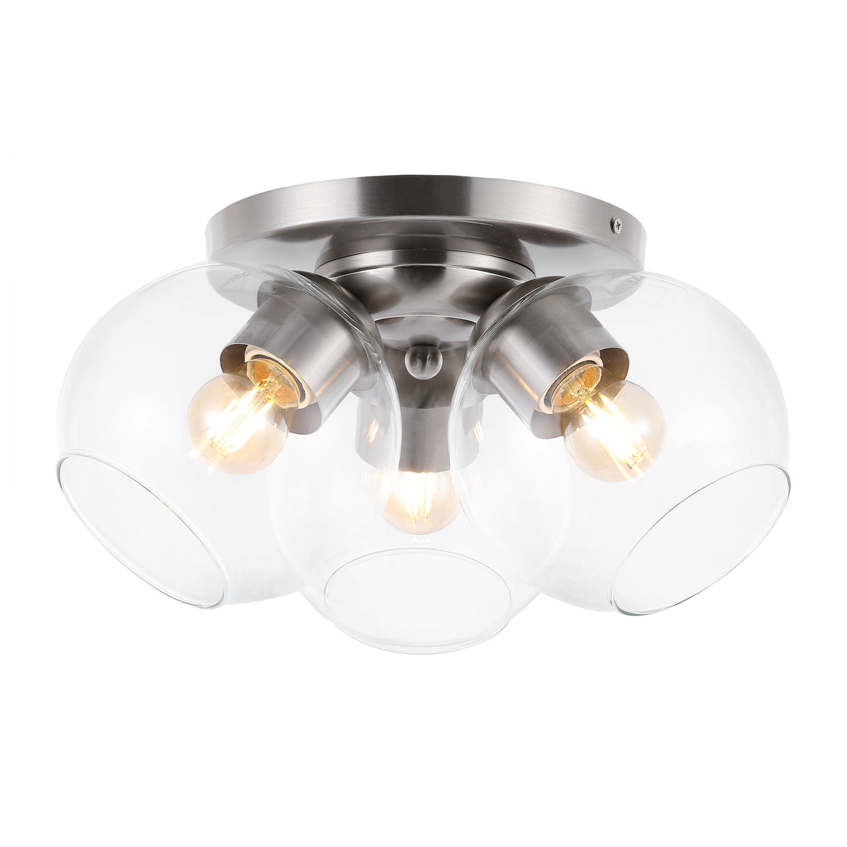 Iris 3-Light Farmhouse Rustic Iron/Glass LED Semi Flush Mount