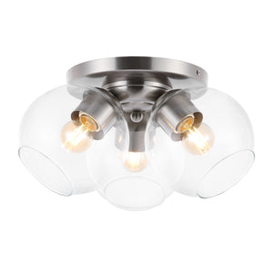 Iris 3-Light Farmhouse Rustic Iron/Glass LED Semi Flush Mount