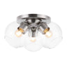 Iris 3-Light Farmhouse Rustic Iron/Glass LED Semi Flush Mount