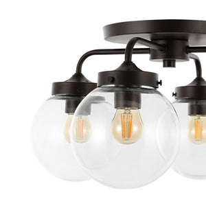 Piper 4-Light Farmhouse Rustic Iron/Glass LED Semi Flush Mount