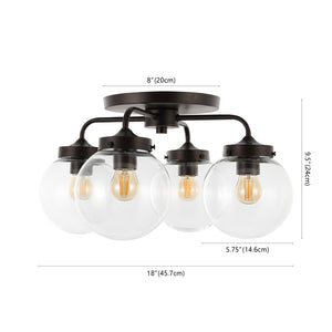 Piper 4-Light Farmhouse Rustic Iron/Glass LED Semi Flush Mount