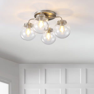 Piper 4-Light Farmhouse Rustic Iron/Glass LED Semi Flush Mount