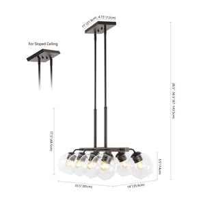 Julian 8-Light Farmhouse Bohemian Iron/Glass Linear LED Pendant