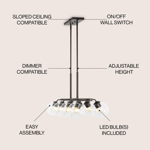 Julian 8-Light Farmhouse Bohemian Iron/Glass Linear LED Pendant