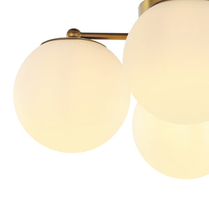 Orly 4-Light Bohemian Farmhouse Iron/Frosted Glass LED Semi Flush Mount