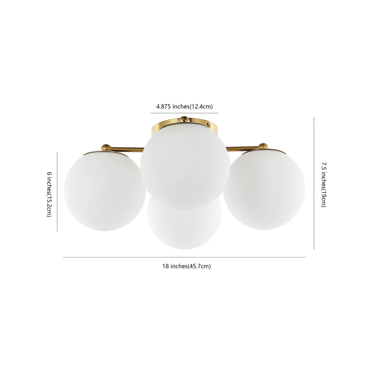 Orly 4-Light Bohemian Farmhouse Iron/Frosted Glass LED Semi Flush Mount