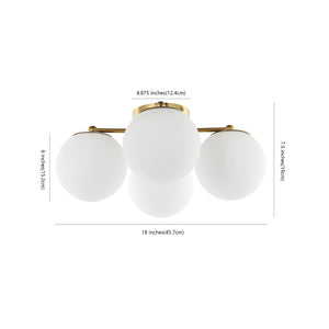 Orly 4-Light Bohemian Farmhouse Iron/Frosted Glass LED Semi Flush Mount