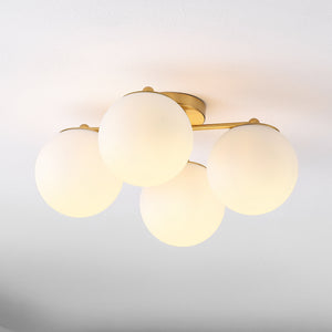 Orly 4-Light Bohemian Farmhouse Iron/Frosted Glass LED Semi Flush Mount