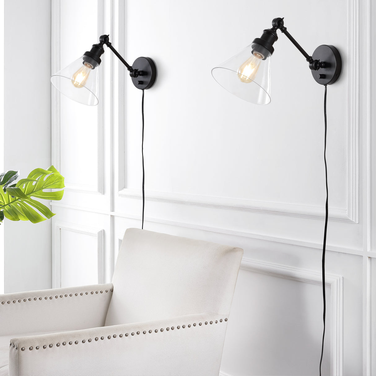 Cowie Iron/Glass Adjustable LED Wall Sconce