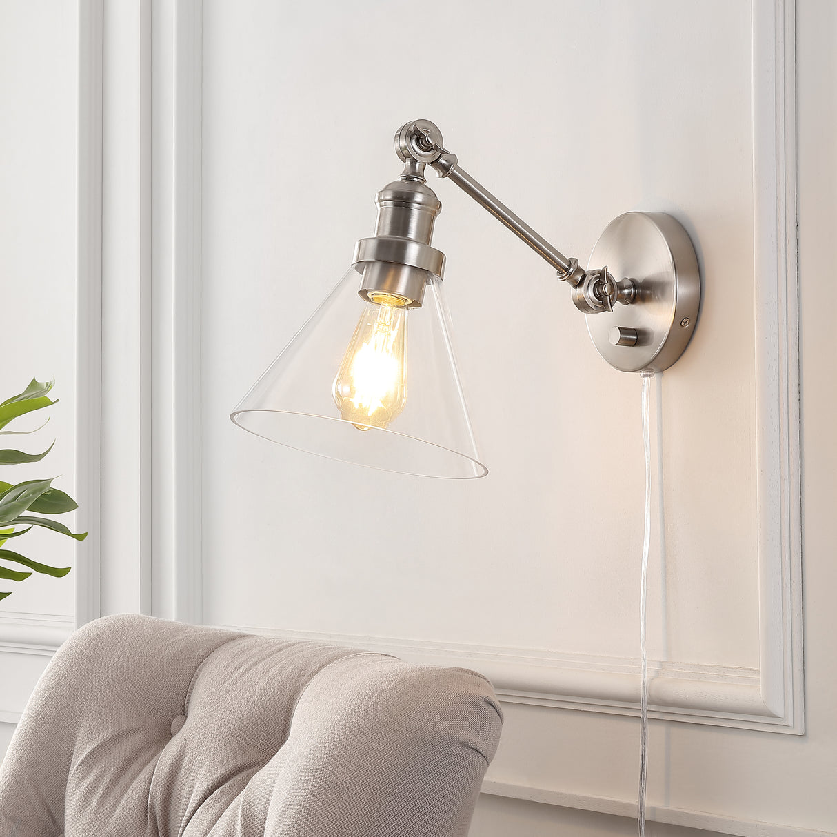 Cowie Iron/Glass Adjustable LED Wall Sconce