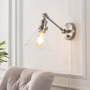 Cowie Iron/Glass Adjustable LED Wall Sconce