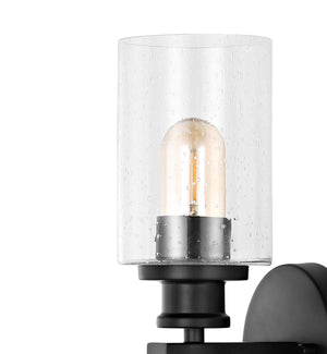 Jules Cylinder 2-Light Iron/Seeded Glass Farmhouse Contemporary LED Wall Sconce