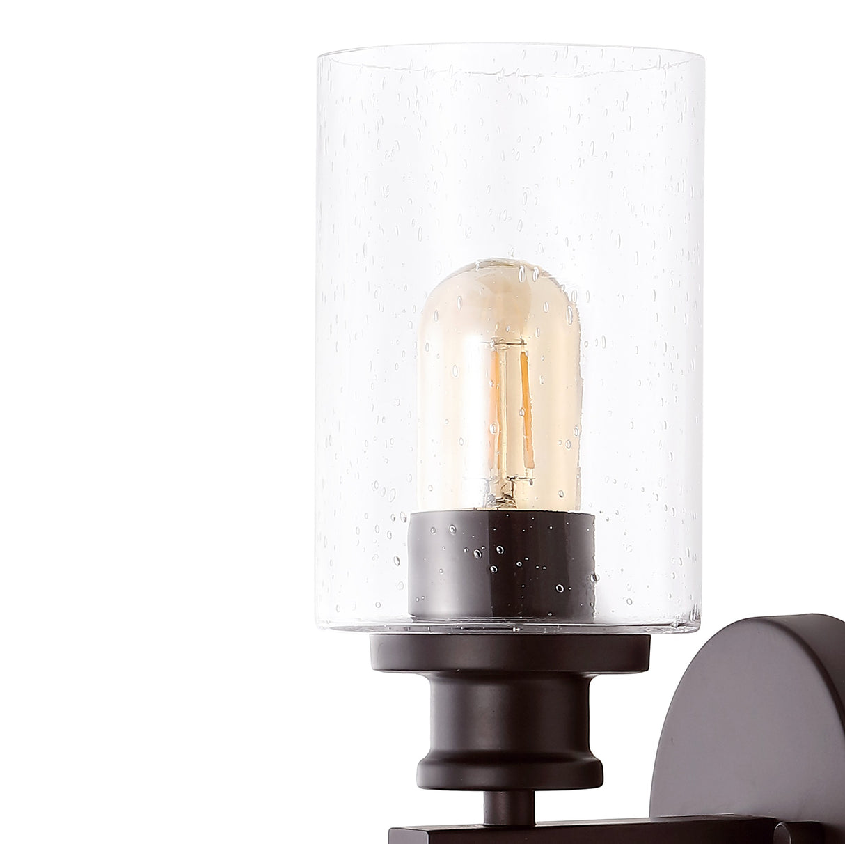 Jules Cylinder 2-Light Iron/Seeded Glass Farmhouse Contemporary LED Wall Sconce