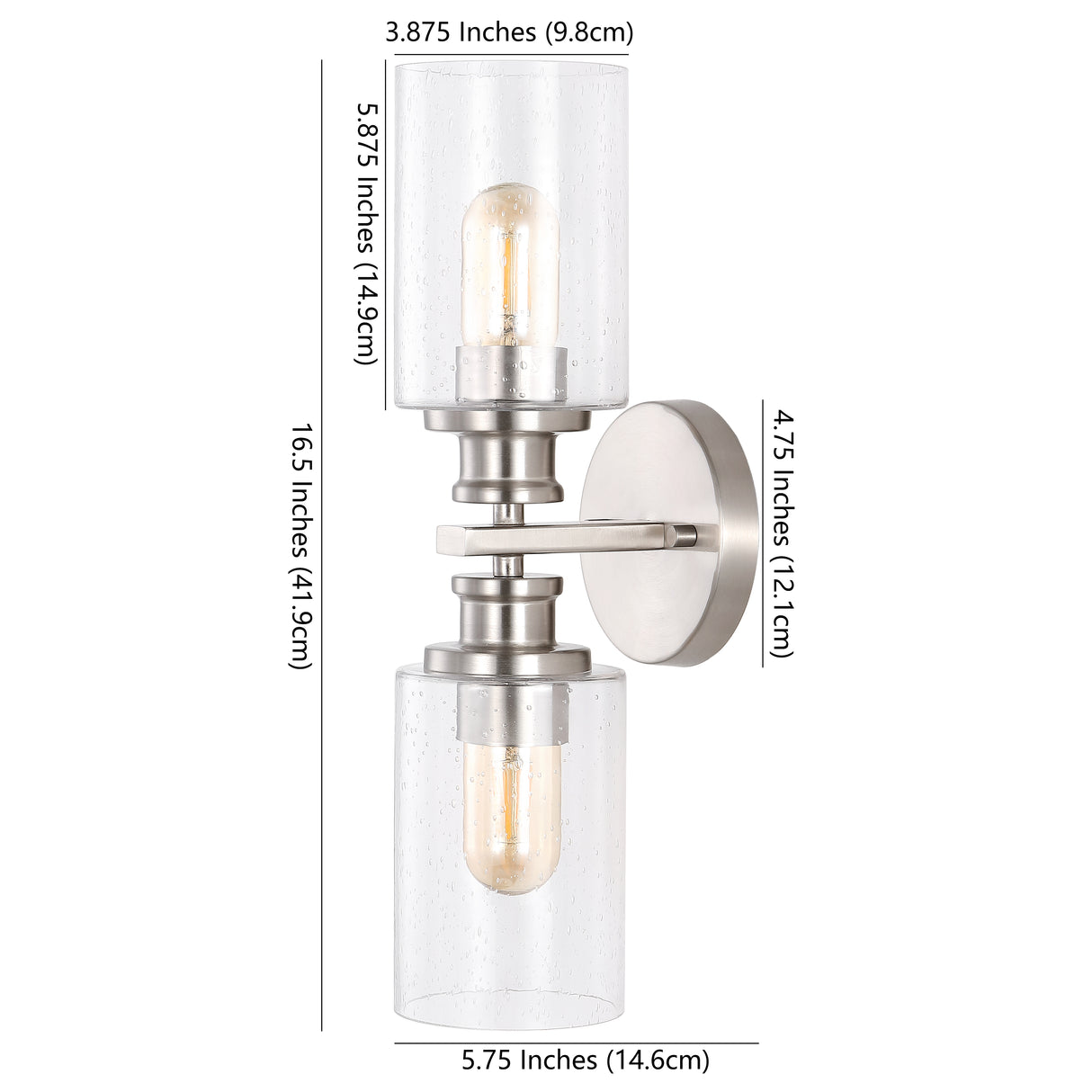 Jules Cylinder 2-Light Iron/Seeded Glass Farmhouse Contemporary LED Wall Sconce