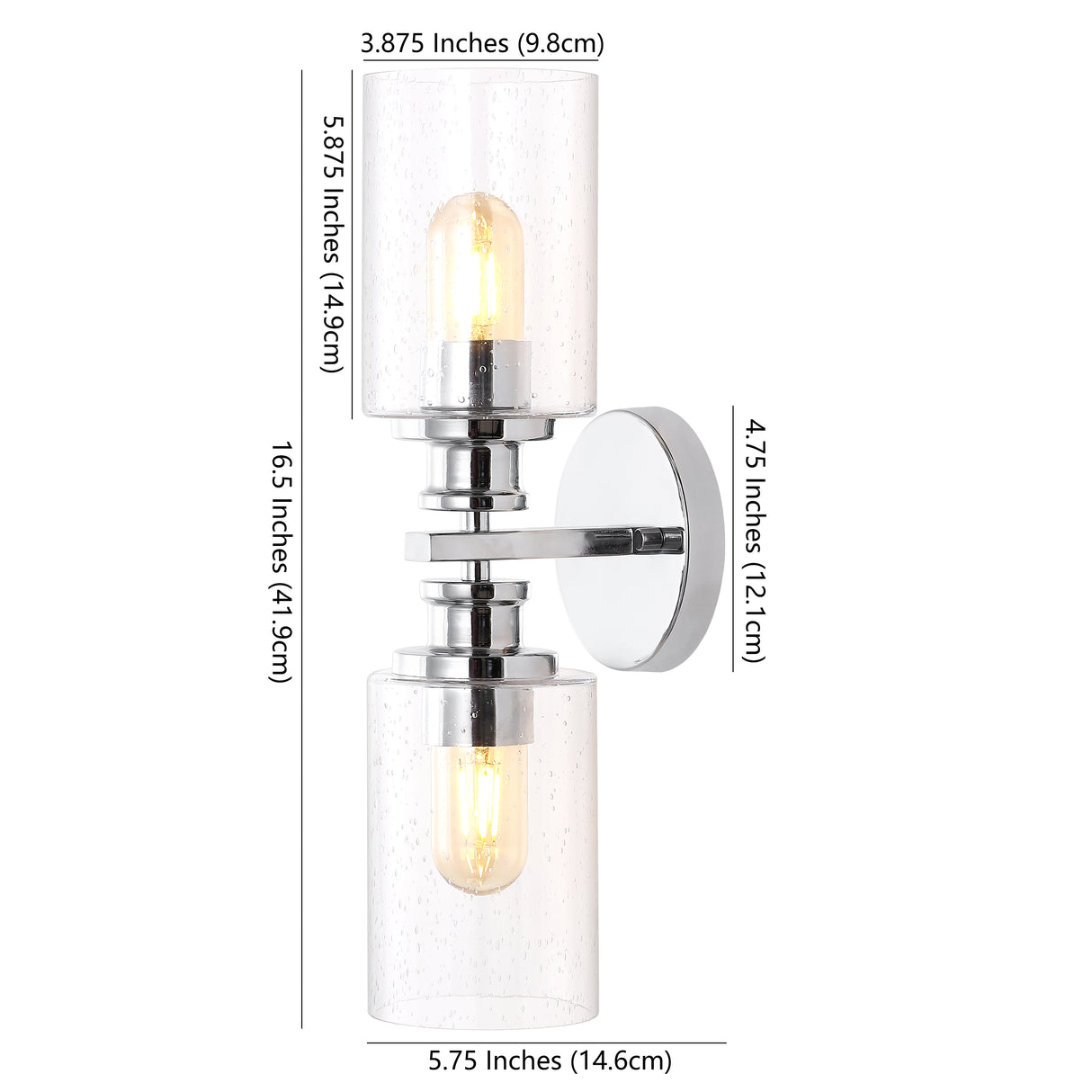 Jules Cylinder 2-Light Iron/Seeded Glass Farmhouse Contemporary LED Wall Sconce