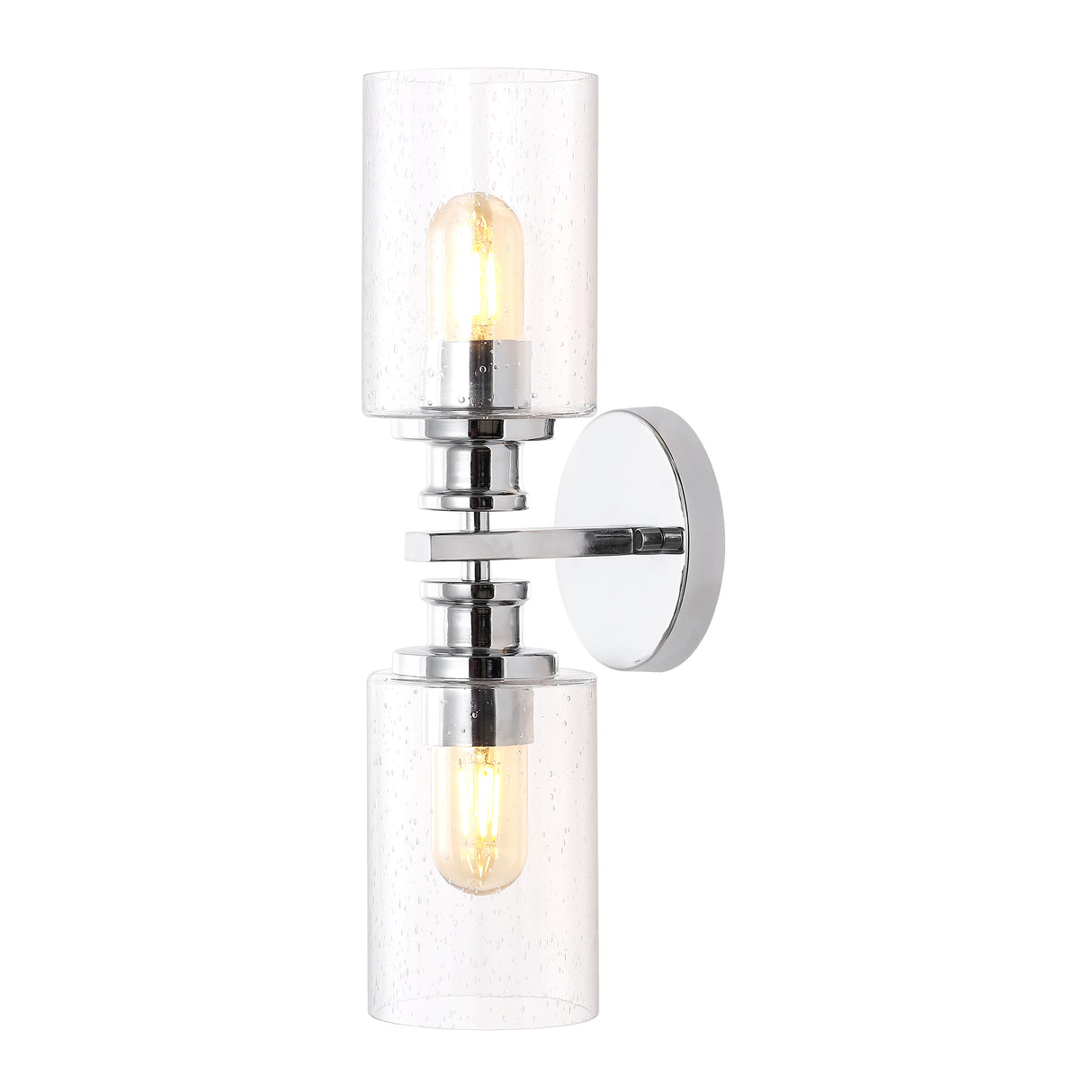 Jules Cylinder 2-Light Iron/Seeded Glass Farmhouse Contemporary LED Wall Sconce