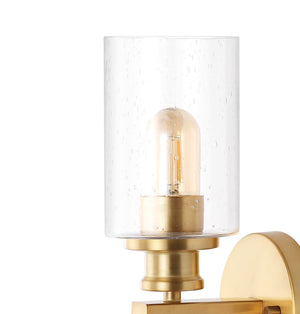 Jules Cylinder 2-Light Iron/Seeded Glass Farmhouse Contemporary LED Wall Sconce