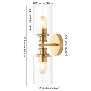 Jules Cylinder 2-Light Iron/Seeded Glass Farmhouse Contemporary LED Wall Sconce