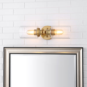 Jules Cylinder 2-Light Iron/Seeded Glass Farmhouse Contemporary LED Wall Sconce