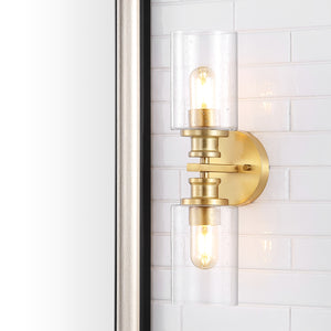 Jules Cylinder 2-Light Iron/Seeded Glass Farmhouse Contemporary LED Wall Sconce