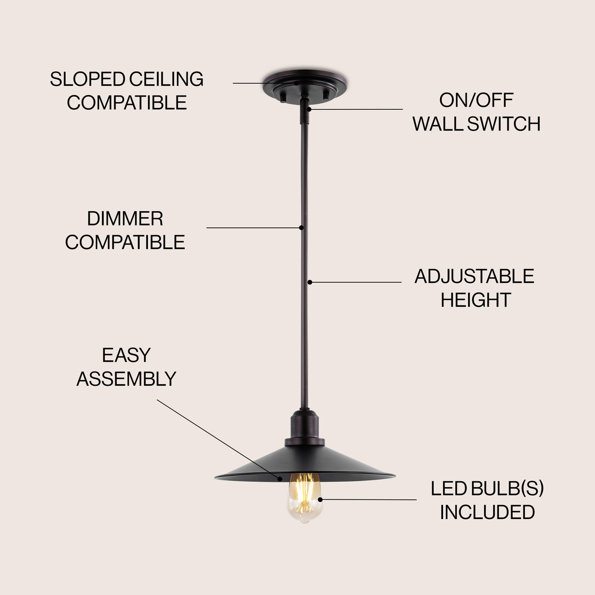 Prairie 1-Light Bohemian Farmhouse Iron LED Pendant
