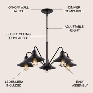Cole 5-Light Metal Farmhouse Industrial LED Pendant