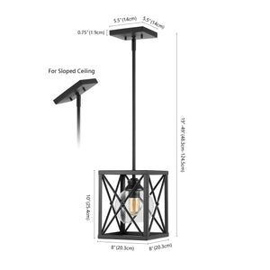 Amara 1-Light Industrial Farmhouse Iron/Glass LED Pendant
