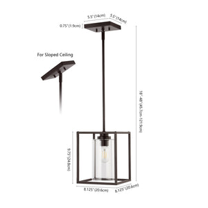 Quinn 1-Light Industrial Farmhouse Iron/Glass LED Pendant