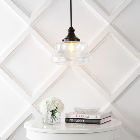 Schoolhouse-1-Light-Bohemian-Farmhouse-Iron/Glass-LED-Pendant-Pendants