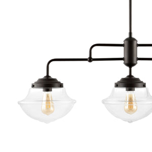 Avery 3-Light Industrial Farmhouse Rustic Iron/Glass Linear LED Pendant