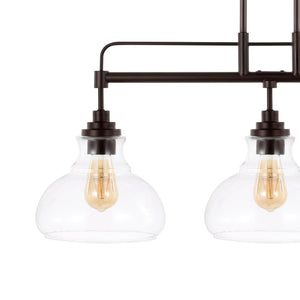 Marlowe 3-Light Farmhouse Industrial Iron/Glass Linear LED Pendant