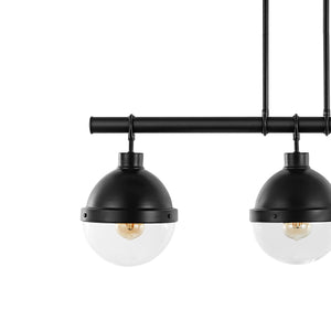 Caleb 3-Light Industrial Farmhouse Iron/Glass Linear LED Pendant