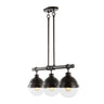Caleb 3-Light Industrial Farmhouse Iron/Glass Linear LED Pendant