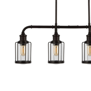 Abbott 4-light farmhouse industrial iron/glass linear led pendant