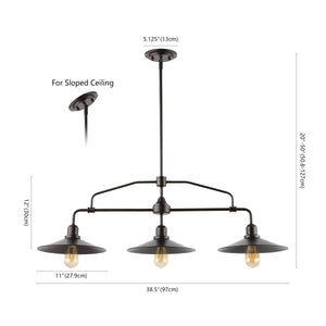 Nathan 3-Light Industrial Farmhouse Iron Linear LED Pendant