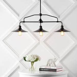 Nathan 3-Light Industrial Farmhouse Iron Linear LED Pendant