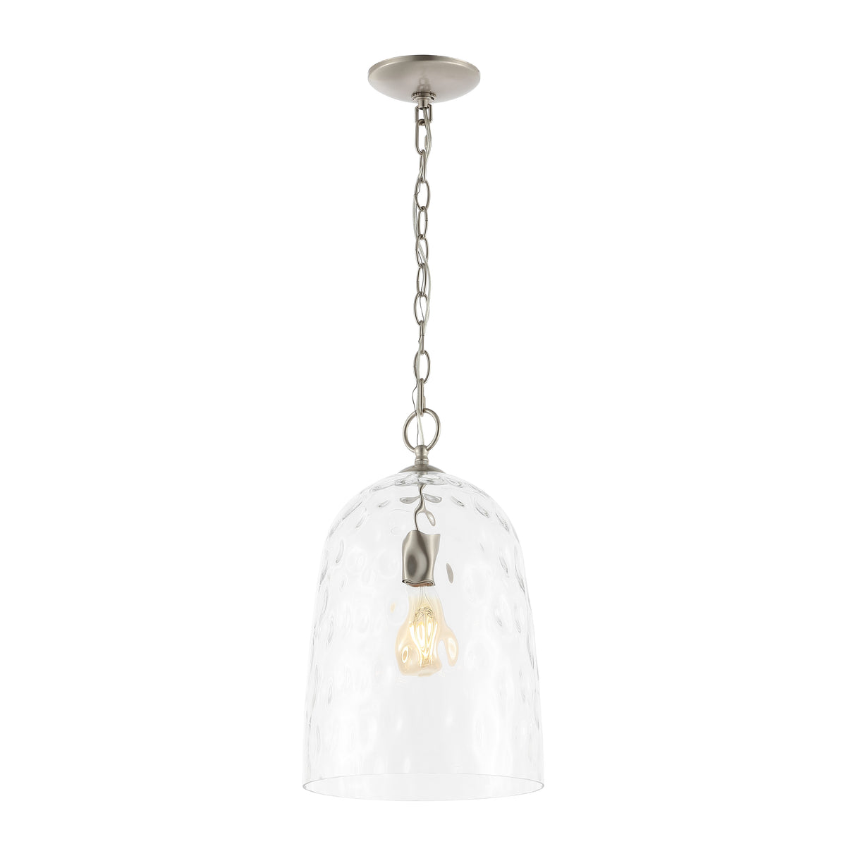 Matilda-1-Light-Industrial-Designer-Iron/Dimple-Glass-Dome-LED-Pendant-Pendants