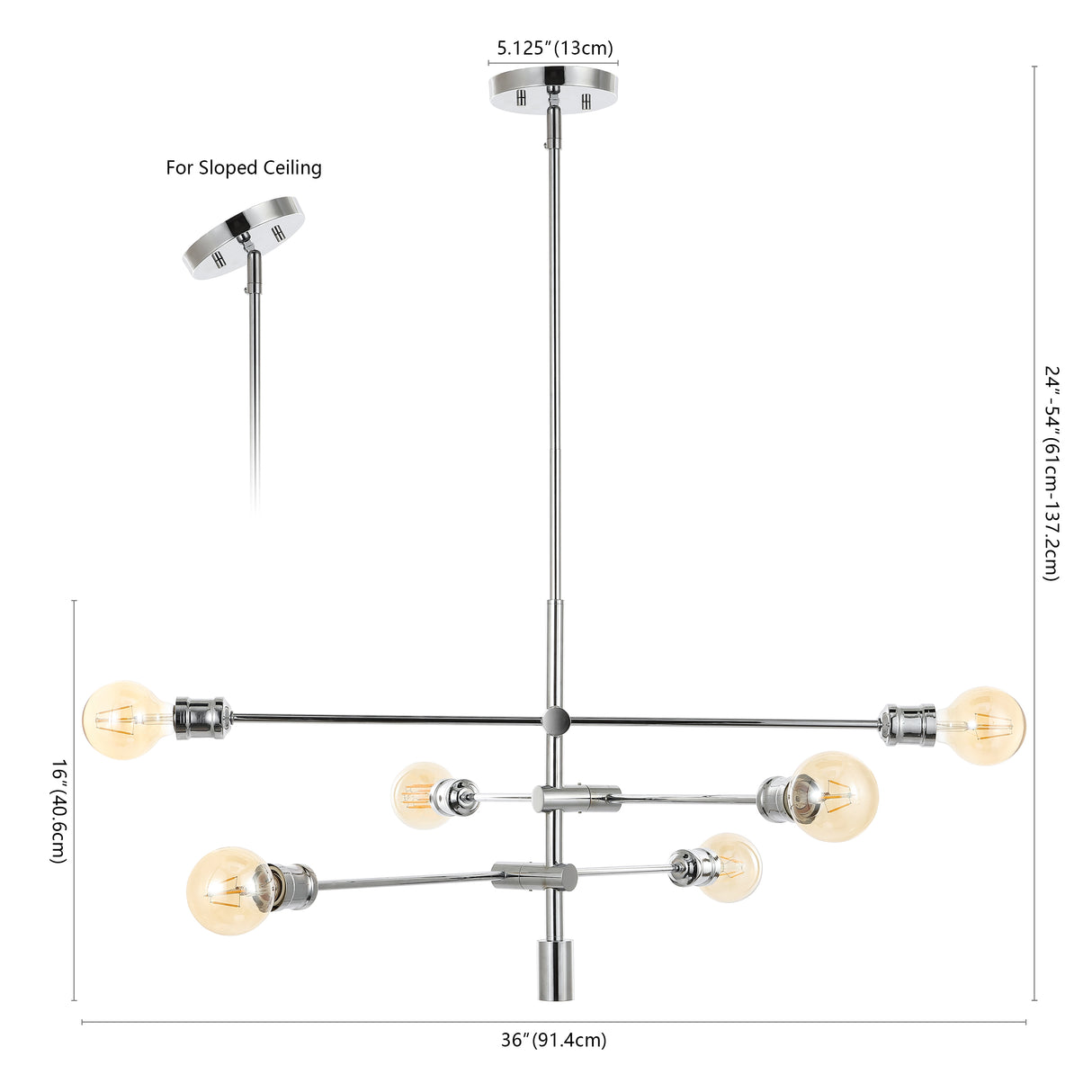 Atlas 6-Light Modern Vintage Iron Arm-Adjustable LED Pendant