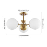 Olivier 3-light bohemian farmhouse iron/frosted glass led semi flush mount