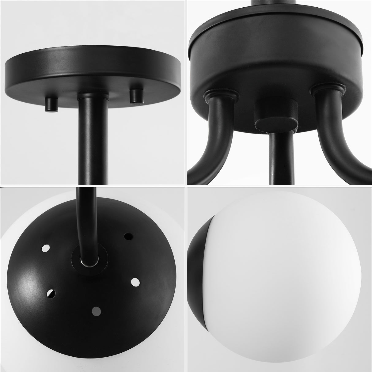 Olivier 3-light bohemian farmhouse iron/frosted glass led semi flush mount