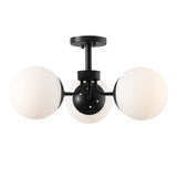 Olivier 3-light bohemian farmhouse iron/frosted glass led semi flush mount