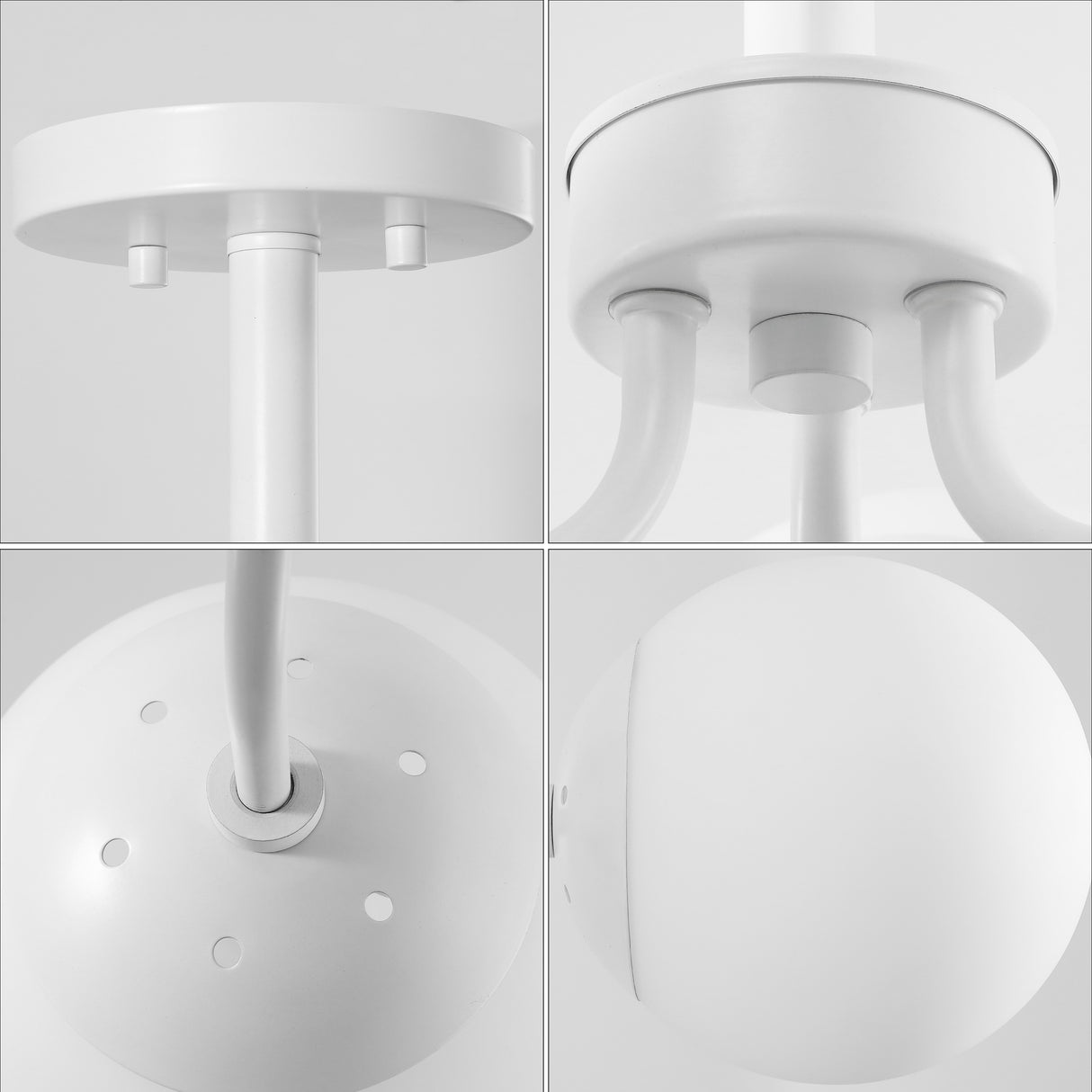 Olivier 3-light bohemian farmhouse iron/frosted glass led semi flush mount