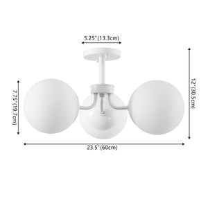 Olivier 3-light bohemian farmhouse iron/frosted glass led semi flush mount