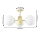 Olivier 3-light bohemian farmhouse iron/frosted glass led semi flush mount