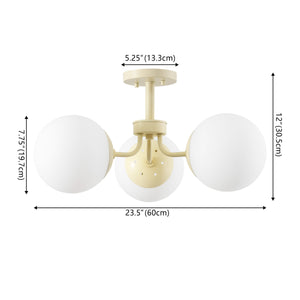 Olivier 3-light bohemian farmhouse iron/frosted glass led semi flush mount