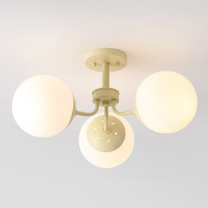 Olivier 3-light bohemian farmhouse iron/frosted glass led semi flush mount